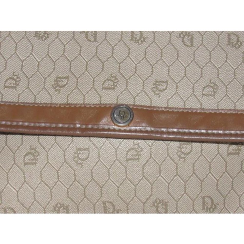 Vintage Dior Shades Of Brown Honeycomb Print Coated Canvas Clutch - Picture 12 of 12